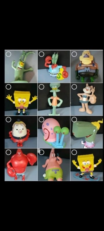 Paquete 12 Mini Figuras Coleccionables Bob Esponja y sus amigos