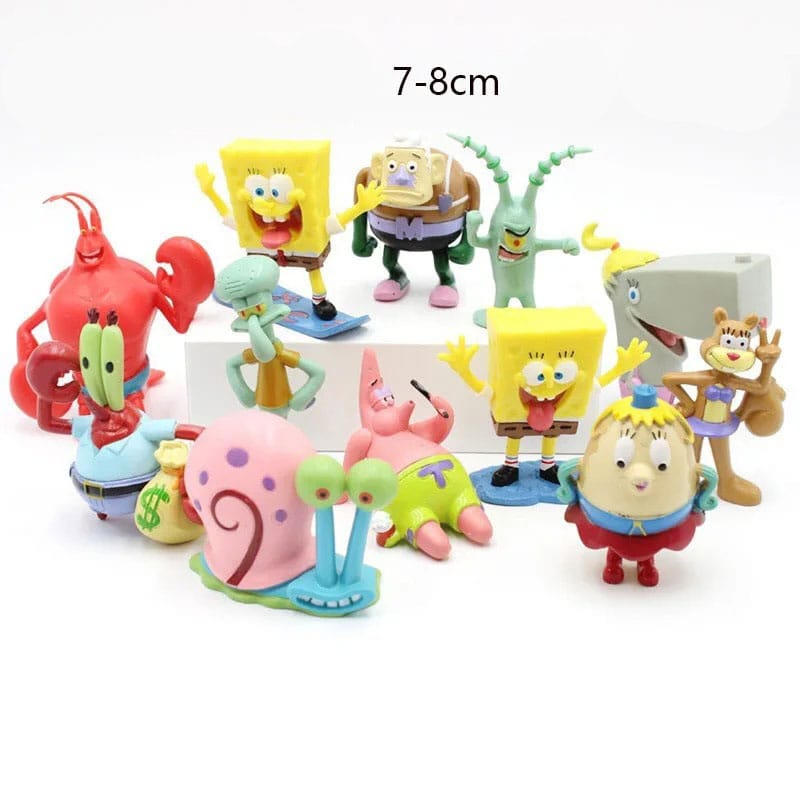 Paquete 12 Mini Figuras Coleccionables Bob Esponja y sus amigos