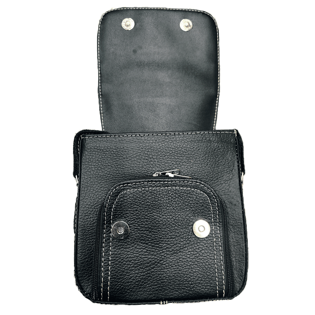Mariconera Bandolera Chica Piel Grabada con Asa Ajustable Combinada