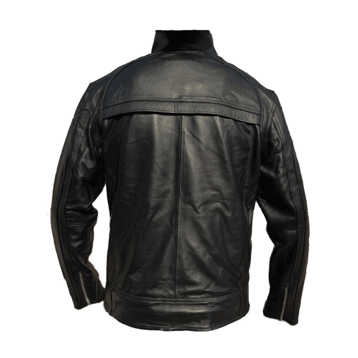 Chamarra Cuero Vacuno Hombre Empire - Cuello Alto Slim, Cierres y Bolsas
