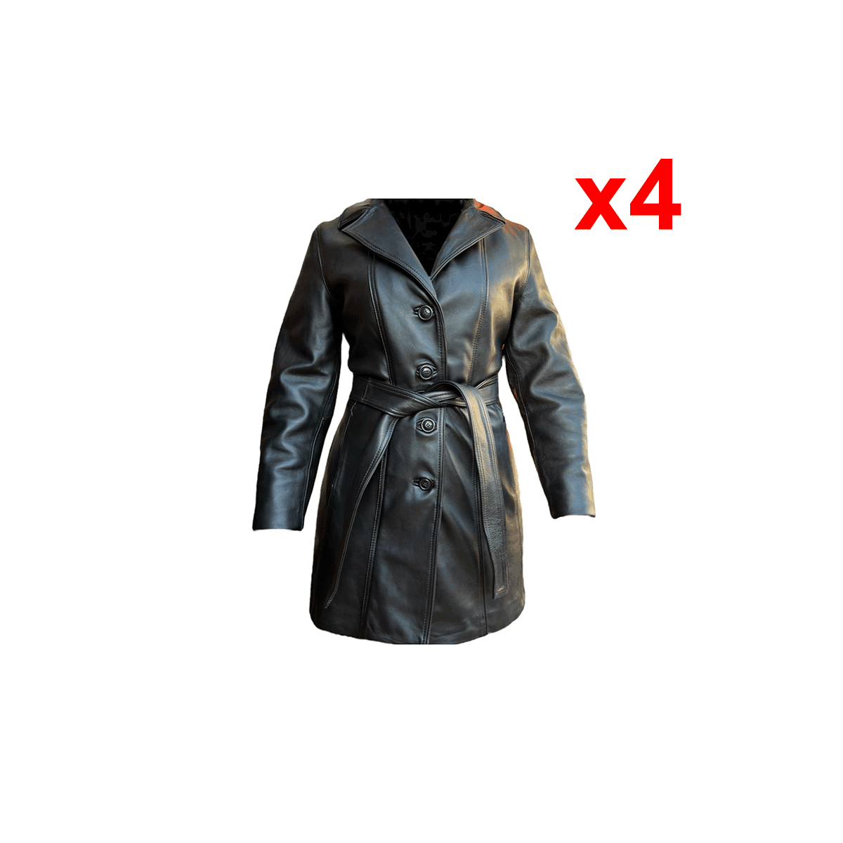 Lote 4 Gabardina Cuero Vacuno Mujer Chamarra Boton Cinto Slim Mayoreo