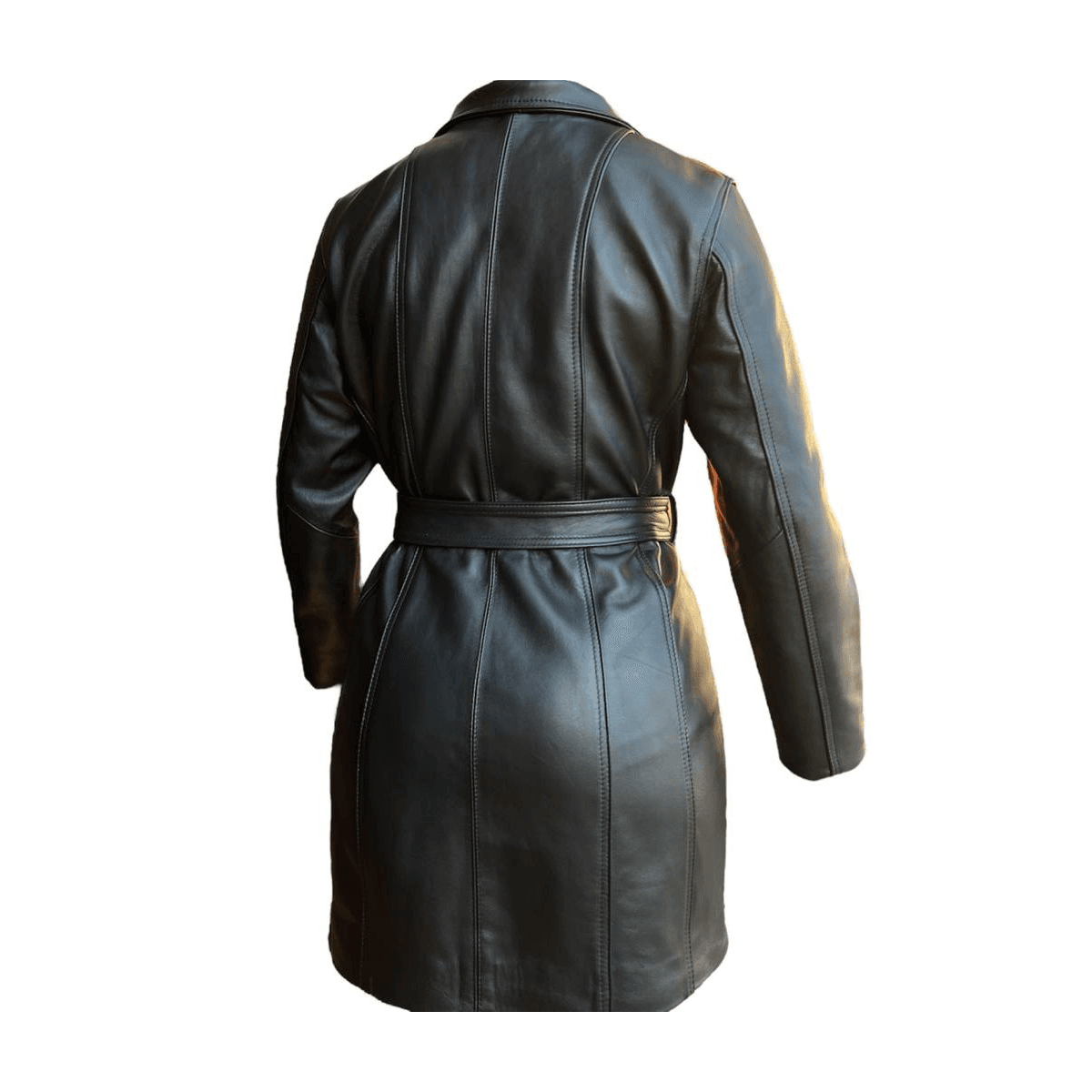 Gabardina de Cuero Vacuno Mujer Botón Cinto Slim Empire Mexico