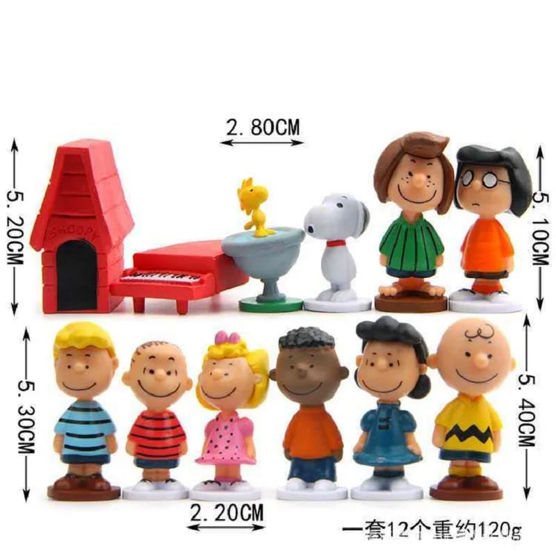 Set de 12 Mini Figuras Snoopy Charlie Lucy - Clásicos