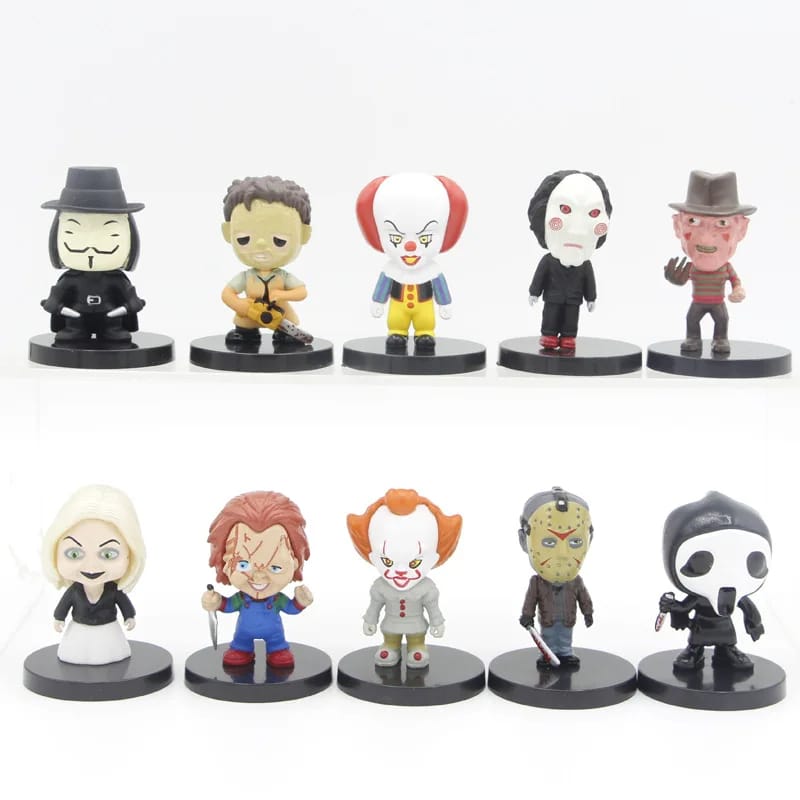 Set 10 Mini Figuras Chucky IT Jason Freddy Tiffany