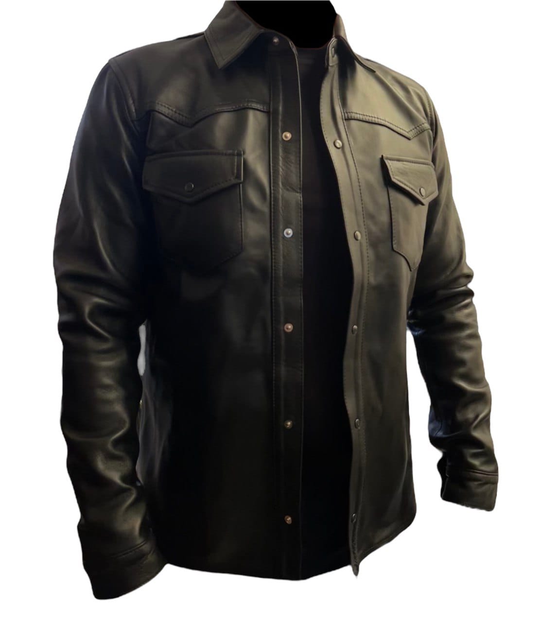 Camisola Cuero Vacuno Hombre EMPIRE Chamarra Piel Broche Metálico