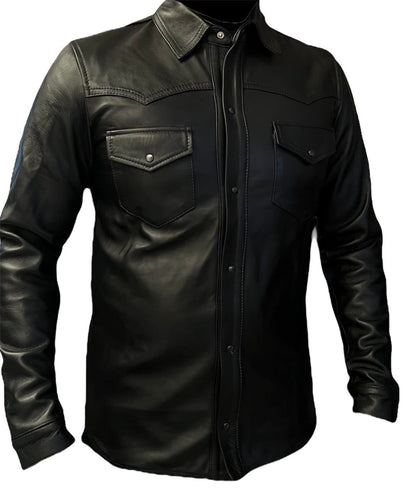 Camisola Cuero Vacuno Hombre EMPIRE Chamarra Piel Broche Metálico