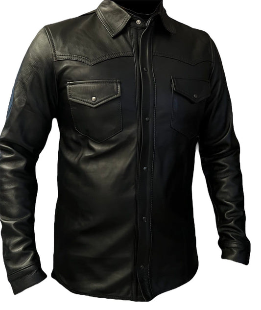Camisola Cuero Vacuno Hombre EMPIRE Chamarra Piel Broche Metálico