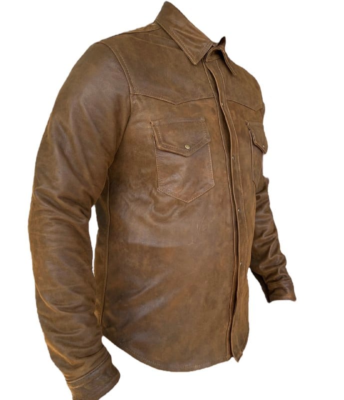 Camisola Cuero Vacuno Hombre EMPIRE Chamarra Piel Broche Metálico