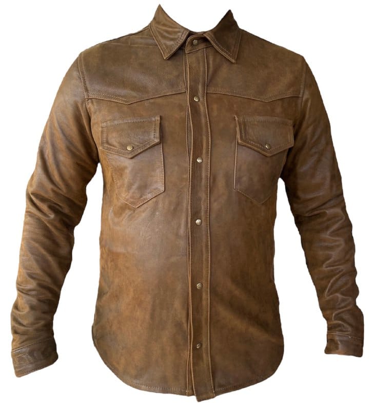 Camisola Cuero Vacuno Hombre EMPIRE Chamarra Piel Broche Metálico