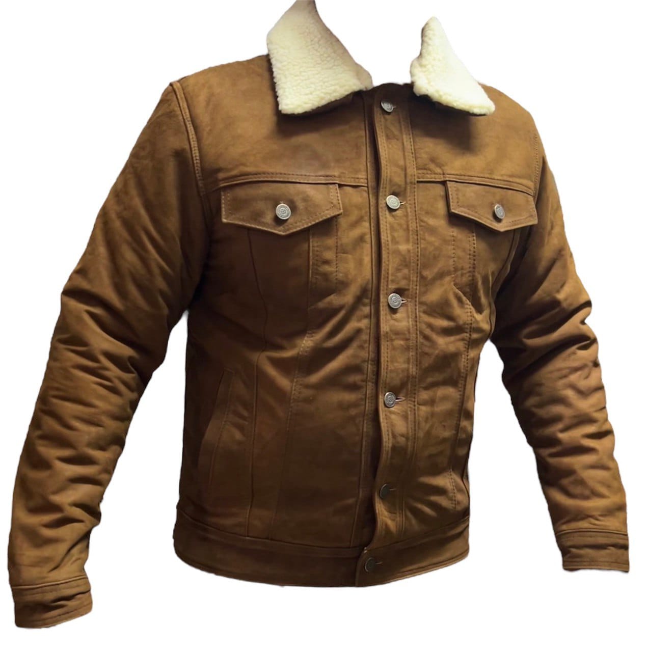 Chamarra Trucker Cuero Vacuno Hombre Empire - Forro Liso Slim Clásica Levis