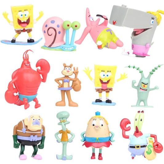 Paquete 12 Mini Figuras Coleccionables Bob Esponja y sus amigos