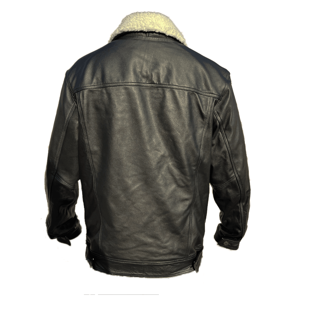 Chamarra Trucker Cuero Vacuno Hombre Empire - Forro Liso Slim Clásica Levis
