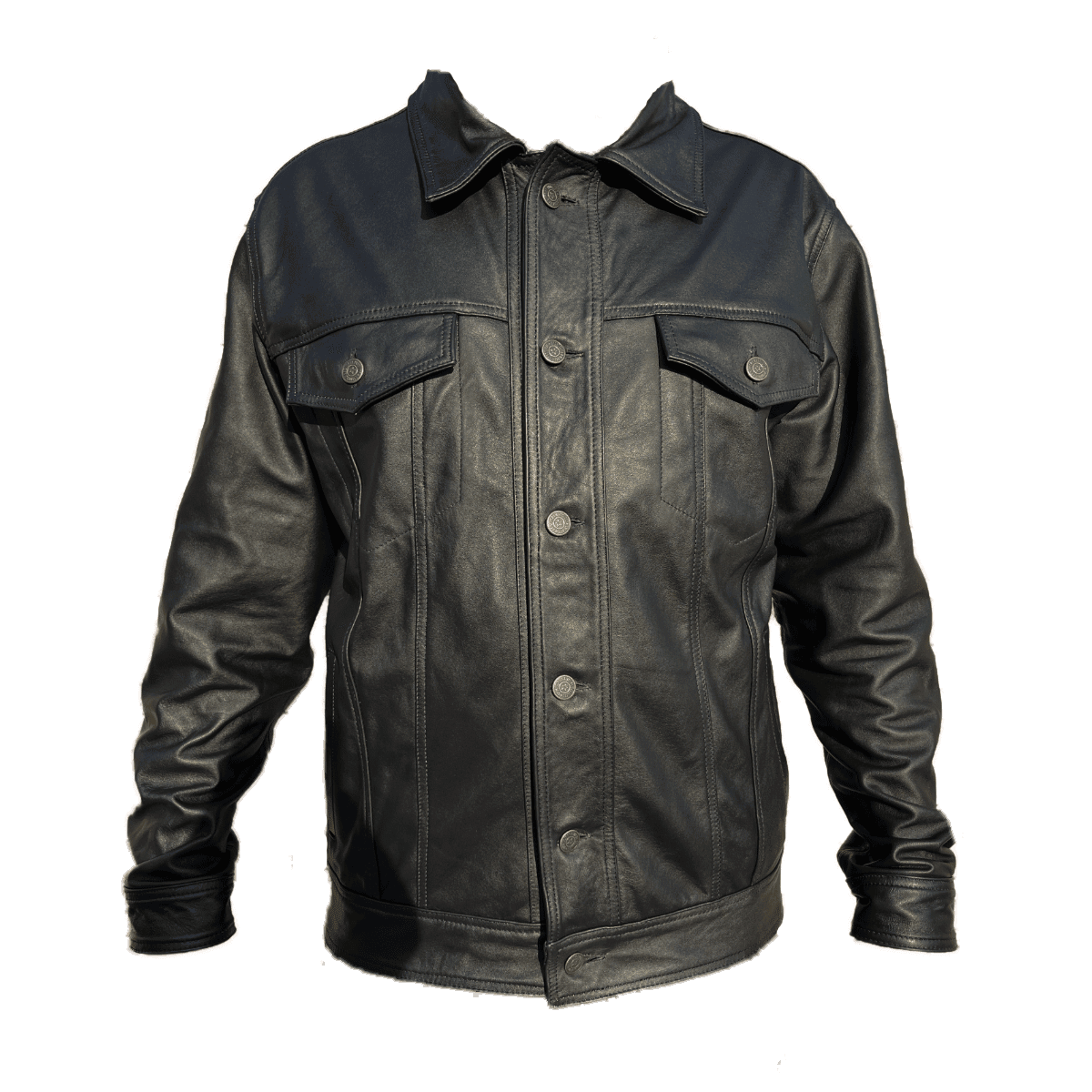 Chamarra Trucker Cuero Vacuno Hombre Empire - Forro Liso Slim Clásica Levis
