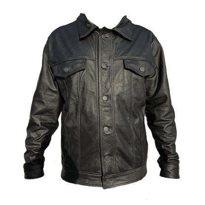 Chamarra Trucker Cuero Vacuno Hombre Empire - Forro Liso Slim Clásica Levis