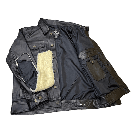 Chamarra Trucker Cuero Vacuno Hombre Empire - Forro Liso Slim Clásica Levis