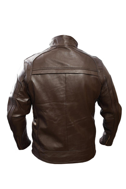 Chamarra Cuero Vacuno Hombre Empire - Cuello Alto Slim, Cierres y Bolsas