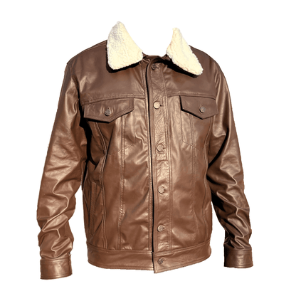 Chamarra Trucker Cuero Vacuno Hombre Empire - Forro Liso Slim Clásica Levis