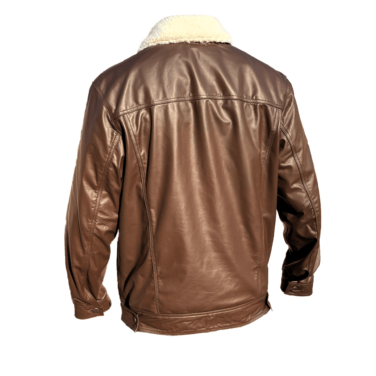 Chamarra Trucker Cuero Vacuno Hombre Empire - Forro Liso Slim Clásica Levis