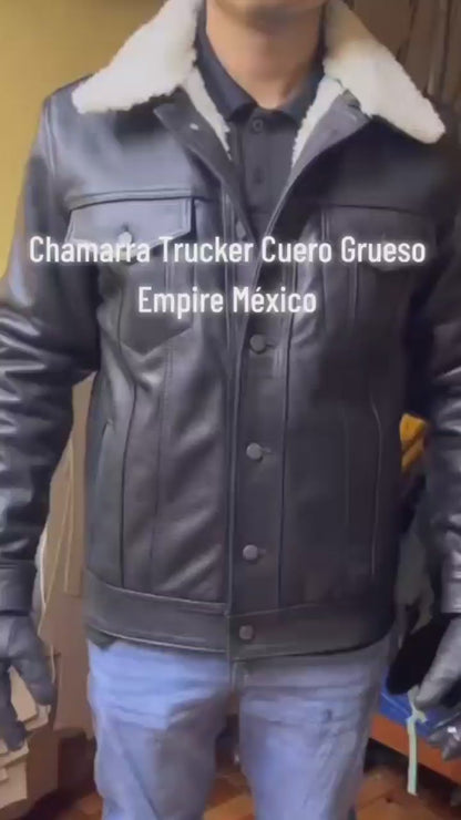 Chamarra Trucker Cuero Grueso Vacuno Floter Slim Levis